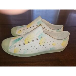 Native Shoes‎ Women's Size 12 Men 10 White Sage Green Yellow Jefferson Print New